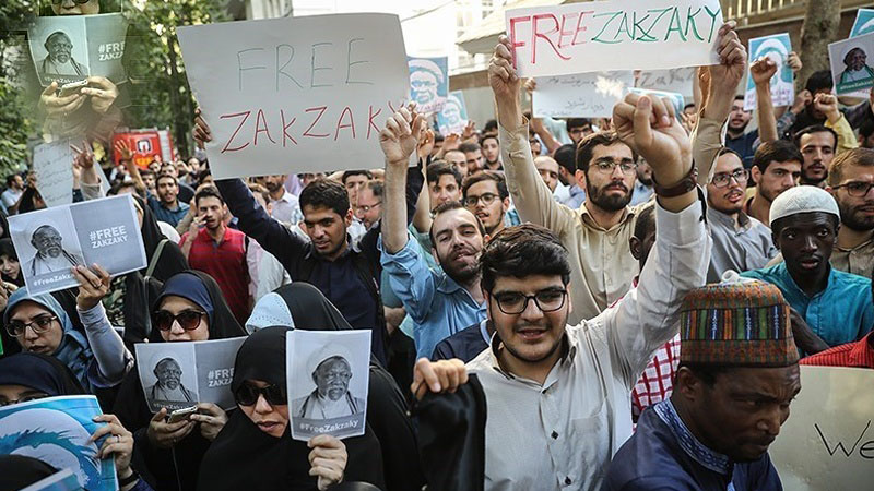 تہران میں نائجیریا کے سفارتخانے کے سامنے شیخ زکزاکی کی رہائی کیلئے مظاہرہ