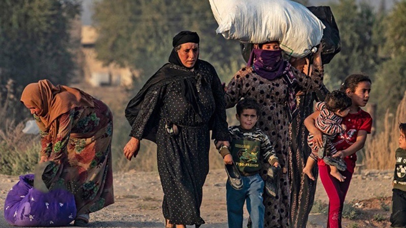 شمالی شام پر ترکی کے حملے کے نتیجے میں ساٹھ ہزار سے زیادہ افراد بے گھر
