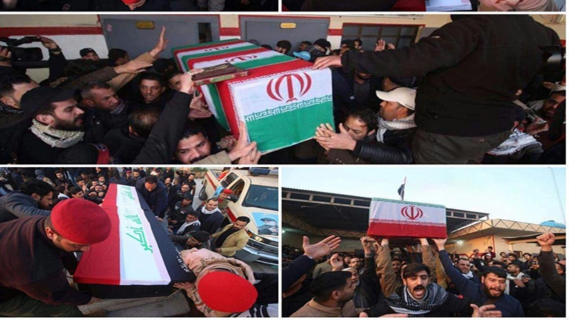 کاظمین میں شہید قاسم سلیمانی اور شہید ابو مہدی کی تشیع جنازہ