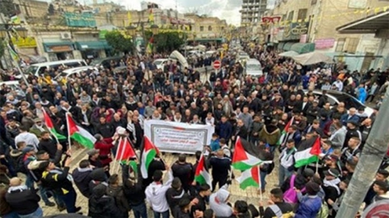 سنیچری ڈیل کے خلاف فلسطینی شہریوں کا احتجاجی مظاہرہ