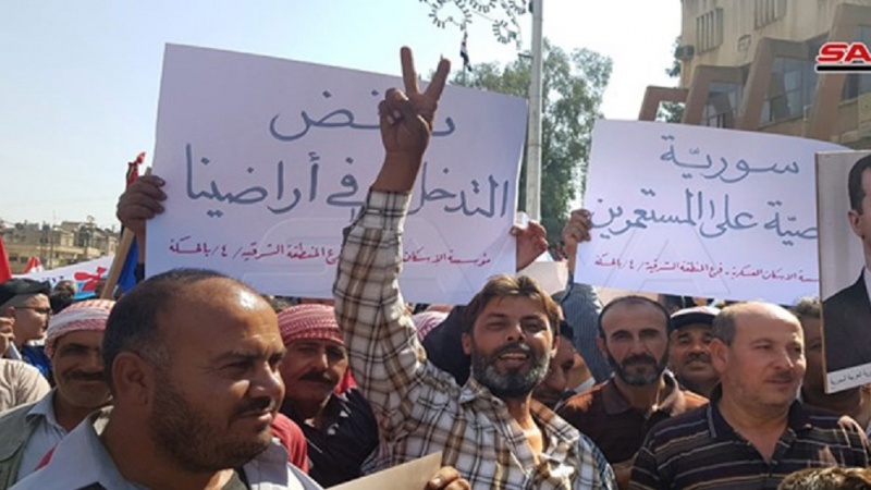 شام میں امریکہ مخالف احتجاجی مظاہرہ