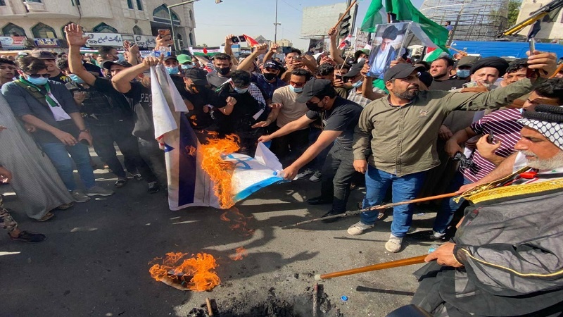 فلسطین کی حمایت میں عراقی عوام کے مظاہرے + تصاویر